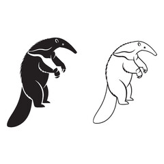 The Anteater Body Outline Package - Curved Back - Strong Legs - Anteater silhouette - Anteater lineart - Anteater vector - silhouette & lineart of Anteater


