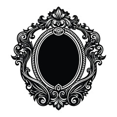 Elegant Oval Frame Vintage Baroque Design Ornate Mirror