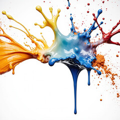 Vibrant Paint Splatter: A dynamic burst of multicolored paint explodes with energy, showcasing vivid hues and captivating textures.
