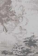 Vector Tie Dye Seamless Pattern. Ikat Ethnic Texture. Psychedelic Geo Pattern. Green Tonal Design. Graphic Background. Chocolate Tie Dye Batik. Watercolor Tile pattern. Faded Colors.