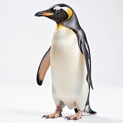 Majestic Penguin: A regal Emperor penguin, with its distinctive black and white plumage and striking yellow markings, stands in a graceful pose.
