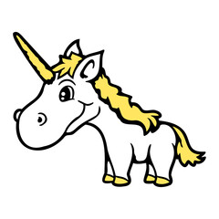 Unicorn Smile Cute Pretty Friendly Cartoon Horse