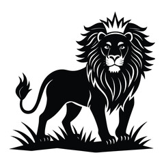 Fototapeta premium Majestic Lion King Graphic Design Black and White