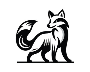 Striking Fox Emblematic Vector Design in Bold Monochromatic