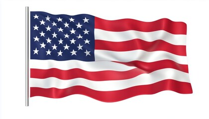 Obraz premium Rendering Of The American Flag: Symbol Of The United States. Official National Flag Of The Usa In Full Display