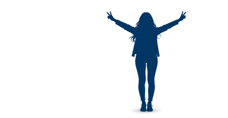 sagome, silhouette, ragazza felice, femminile, vittoria, successo, emancipazione femminile, donne in carriera,	
