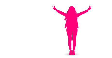 sagome, silhouette, ragazza felice, femminile, vittoria, successo, emancipazione femminile, donne in carriera,	
