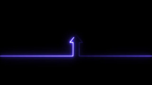 Abstract glowing neon business graph growth arrow up arrow. growth business, economy, finance and success .Arrow up concept animated .Neon up direction arrow icon animation on black background.