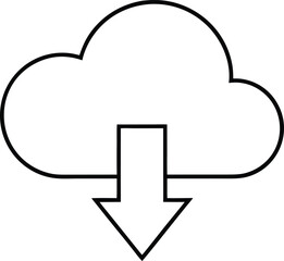 Clean line art cloud icon with an upward arrow point isolated on transparent background