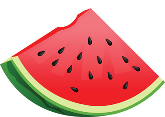 Bitten watermelon slice vector isolated on transparent background