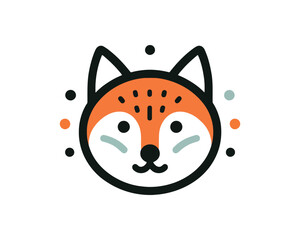 Whimsical Fox Face Icon in Modern Vector Style