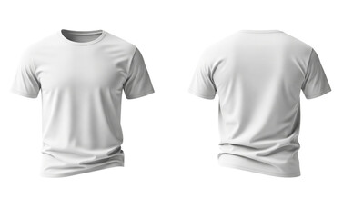 3D White T-Shirt Mockup Front and Back View – Realistic Plain Tee Template for Branding, Clothing Design, and Print Projects on Transparent Background