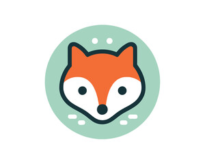 Whimsical Fox Head Icon with Bold Outline