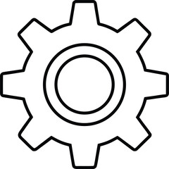 Clean line art gear symbol representing mechanics and industry isolated on transparent background