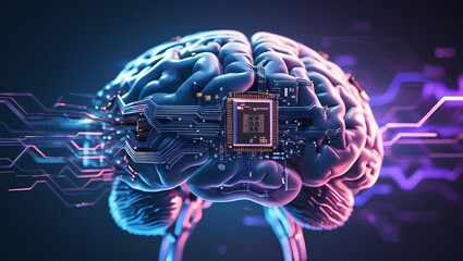 Futuristic AI Brain Integration – Human Intelligence Merging with Advanced Technology