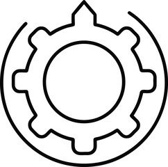 Clean line art icon of a circular restart button with a gear inside isolated on transparent background