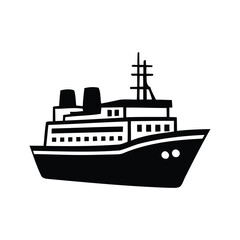 Obraz premium Black and white illustration of a large passenger cruise ship