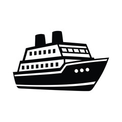 Fototapeta premium Simple black and white illustration of a cruise ship