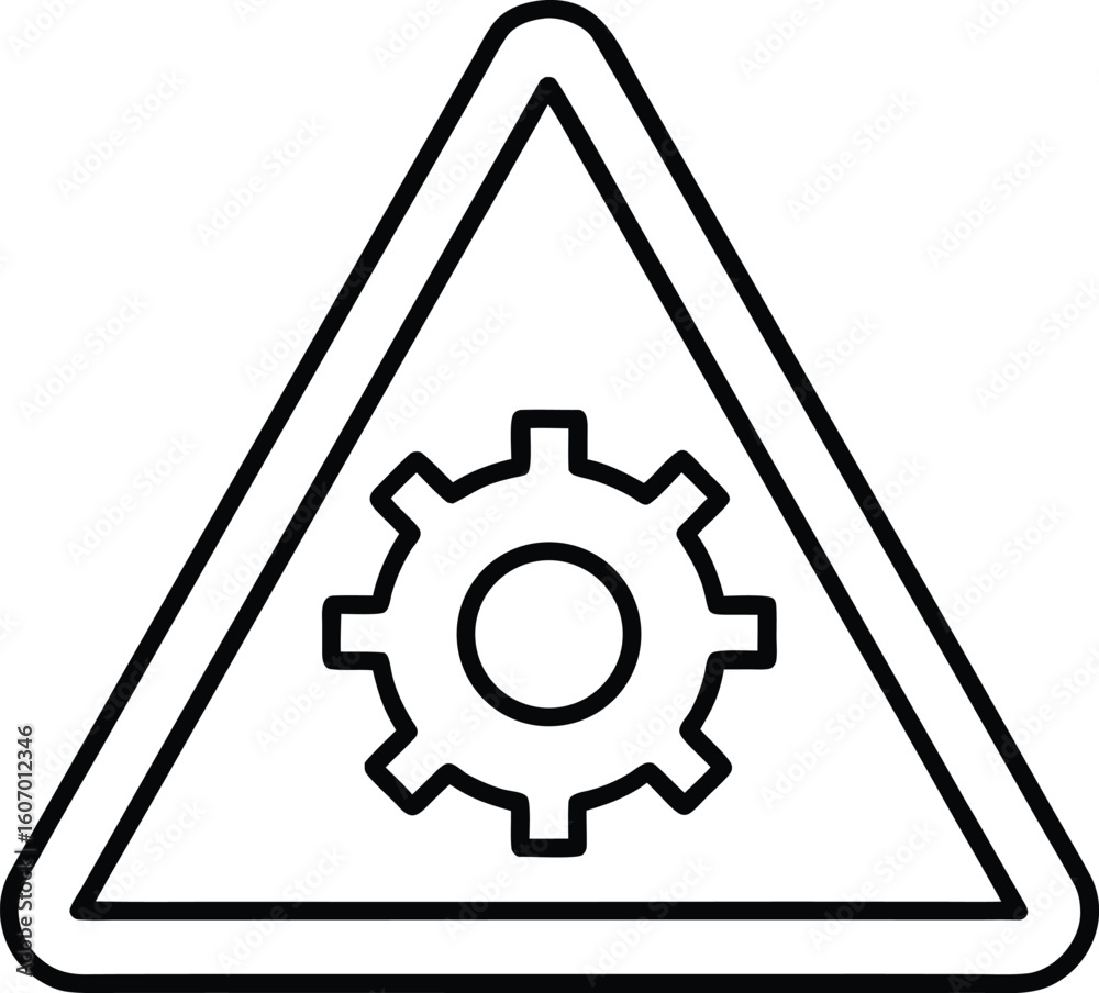 Poster clean line art warning triangle icon isolated on transparent background