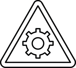 Clean line art warning triangle icon isolated on transparent background
