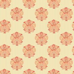 Ornamental Floral Striped Seamless Pattern