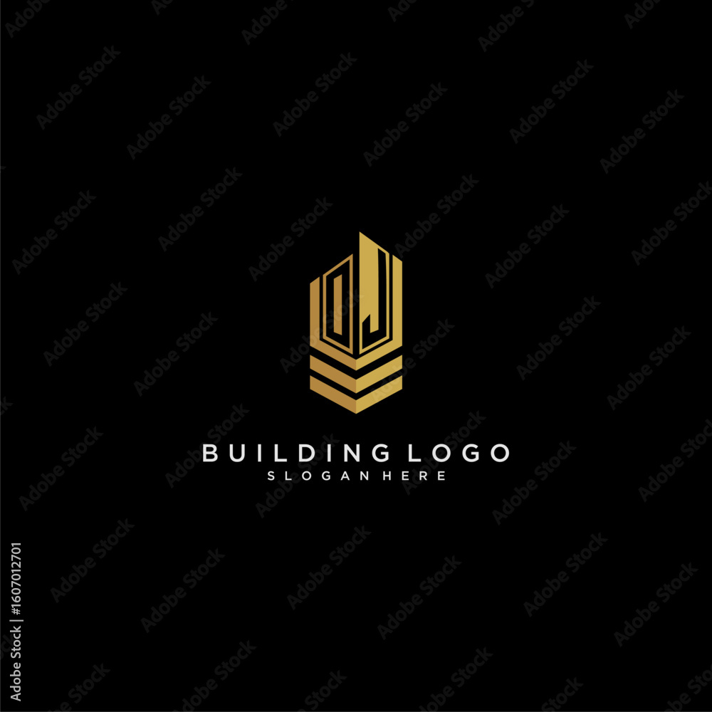 Fototapete oj initial monogram logo for real estate with building style