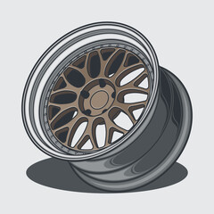 Car wheel illustration for conceptual design. Separated layers, easy to edit or change the colors in your vector supported software.