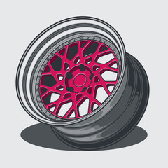 Car wheel illustration for conceptual design. Separated layers, easy to edit or change the colors in your vector supported software.
