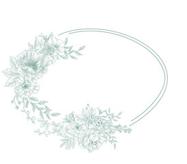 frame with flowers and leaves