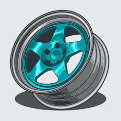 Car wheel illustration for conceptual design. Separated layers, easy to edit or change the colors in your vector supported software.