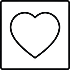 Clean line art heart icon within a square isolated on transparent background