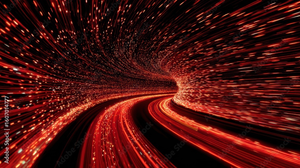 Poster a dynamic swirl of red light streaks creates an abstract representation of speed and motion.