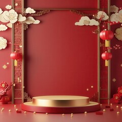 Festive Chinese New Year Podium Scene