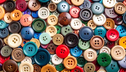 Colorful buttons arranged in a dense cluster
