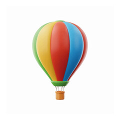 Stylized 3D render of a colorful hot air balloon for travel and transport concepts.