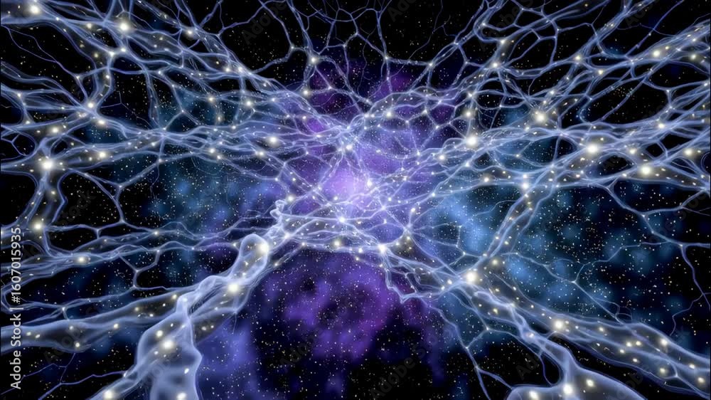 Wall mural captivating animation of cosmic network with bright connections and deep space background