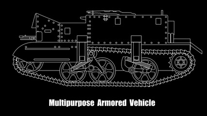 multi-purpose tracked armored vehicle, designed to transport machine guns, personnel, ammunition, and equipment on the battlefield. Made in silhouette version