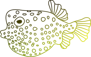 Detailed Line Art Pufferfish Illustration in Transparent PNG, Spotted Ocean Fish Drawing Perfect for Sea Life Graphics and Marine Design Projects