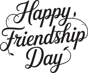 Happy Friendship Day Cursive Typography Poster with Heart Accents