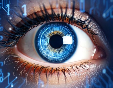 Close-up eye with digital overlay