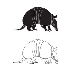 The Armadillo Vector Creation - Simple Form - Clean Lines - Armadillo silhouette - Armadillo lineart - Armadillo vector - vector set of Armadillo

