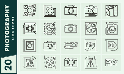 A set of photography line icons for creative projects