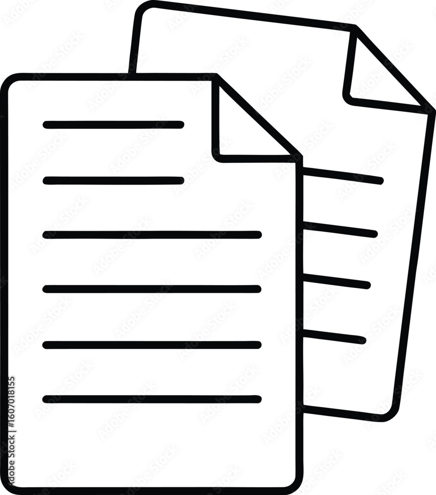 Poster Clean line art document icon with duplicate symbol isolated on transparent background