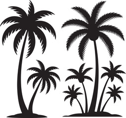 
Palm Tree Silhouette Vector Bundle Tropical Tree Set on White Background
