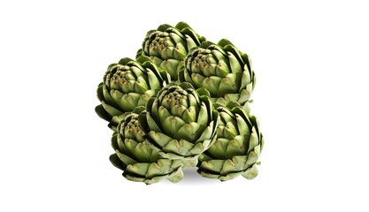 Organic Raw Artichoke Vegetable Isolated on White Background. Natural Fresh Artichoke isolated. Vitamins,  Group Iron, Close-up, Green, Traditional Medicine, Ayurvedic Plant, Diet, Regime