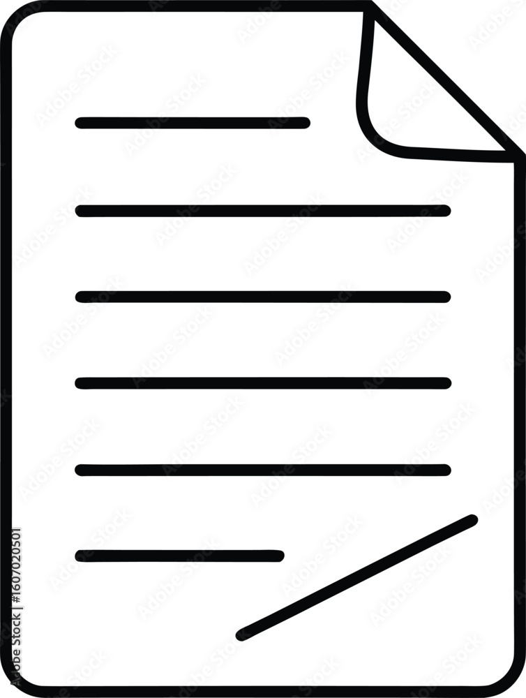 Poster clean line art icon of a file with signature line isolated on transparent background