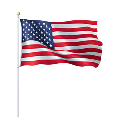 Animated US flag waving on a pole