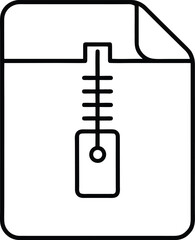 Clean line art zip file symbol icon isolated on transparent background