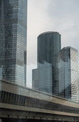 Fototapeta premium blue wall business buildings architectural background