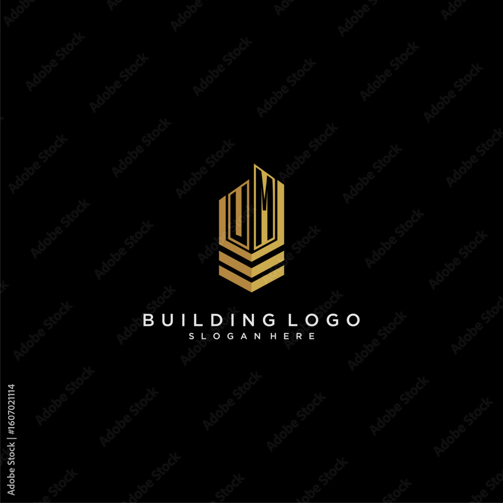Fototapete um initial monogram logo for real estate with building style
